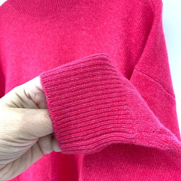 LOFT front knot wool blend mock neck pink sweater, size M NWT - Picture 4 of 11